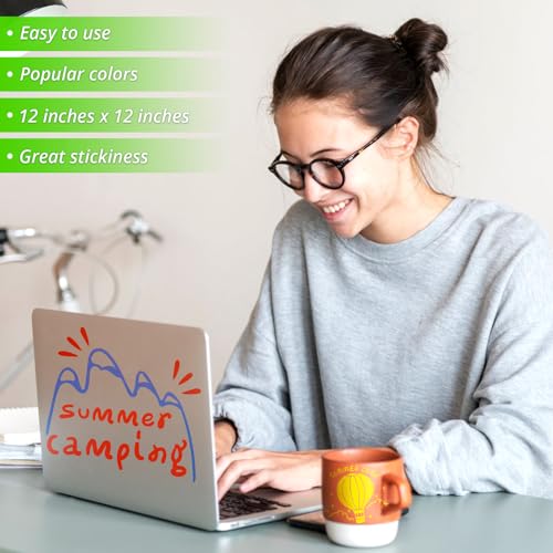 HTVRONT Permanent Vinyl for Cricut Machine - 68 Pack 12" x 12" Permanent Adhesive Vinyl Sheets, Permanent Vinyl Bundle for Craft Projects, Adhesive Vinyl Bundle for Cricut, Silhouette Cameo, etc.