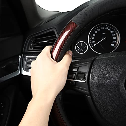 Microfiber Leather 15" Universal Fit Car Steering Wheel Cover, Elastic Nonslip Breathable and Odorless, Black & Brown