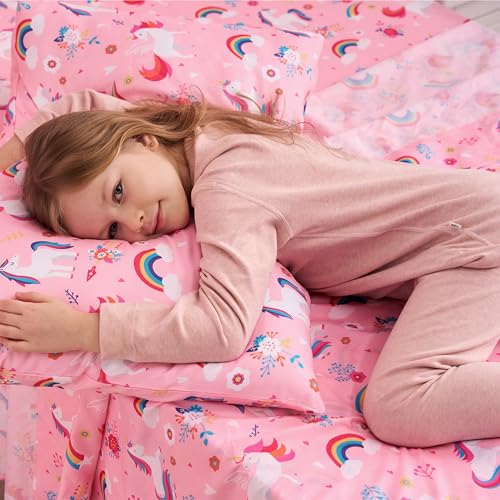 Joiedomi Kids Twin Sheet Set Unicorn - 3 Piece Soft Microfiber Bed Sheets - Deep Pocket Wrinkle Free - Cozy Toddler Bedding Set - Fade Resistant Breathable for Boys Girls Teens