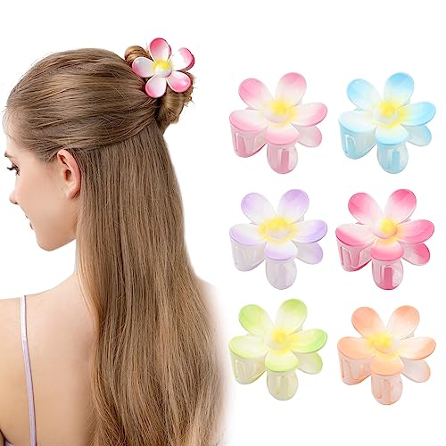 WACHLL Matte Flower Hair Claw Clips for Women, 6PCS Large Non-Slip Strong Hold Clips for Thick and Thin Hair