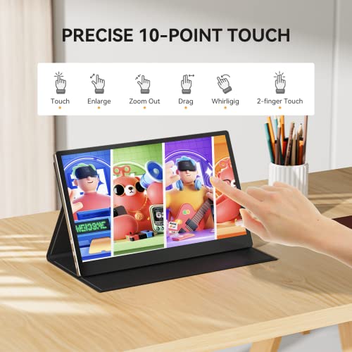 Miktver Portable Monitor, 10.5 Inch FHD 1920x1280 IPS 100% SRGB Small Laptop Monitor for Computer PC Phone Xbox PS4, USB C HDMI Gaming Ultra-Slim IPS Display with Smart Cover