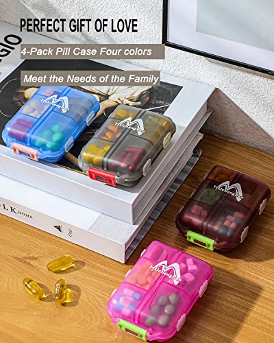 4PS Travel Pill Organizer with 164 Slice Labels,10 Compartments Travel Pill Box Portable Folding Small Pill Case Daily Pill Container Used for Carry Storage Medicine Organizer by M MUchengbao (Blue)