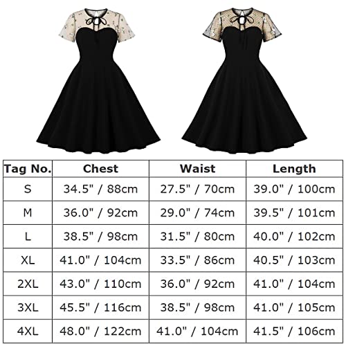 Women Butterfly Keyhole Mesh Bell Sleeve Gothic Dress 1950s Vintage Cocktail Dress Panel Polka Dots Embroidery Witch Dress Plus Size Halloween Costume A-Line Tea Party Goth Dress Pink-Butterfly M
