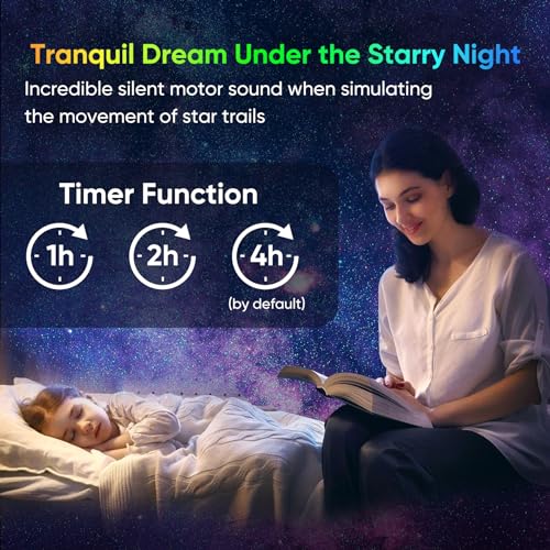 Galaxy Projector for Bedroom, HD Image Star Projector Galaxy Light Adjustable Knob, 13 Film Discs Planetarium Projector for Kids, 360° Rotating 1/2h Timer Simple 3-Button Control
