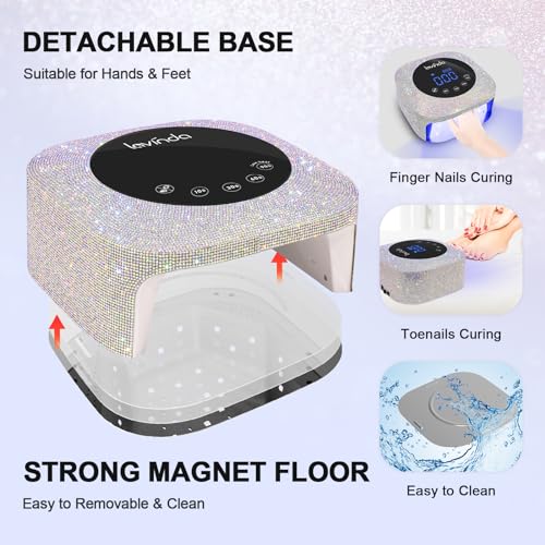 Lavinda UV LED Nail Lamp, 54W Rechargeable Cordless Nail Lamp Nail Dryer Gel Polish UV Nail Light with 4 Timer Setting, Professional Quick Dry Curing Lamp with Display Auto Sensor for Salon & Home