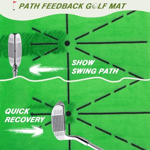 Golf Net: 10x7FT Golf Practice Net with Path Feedback Golf Mat, All in One Golf Hitting Net for Backyard Driving Golf Training Aid Nets, Indoor/Outdoor Multi-Targets Golf Chipping Net for Golf Lovers