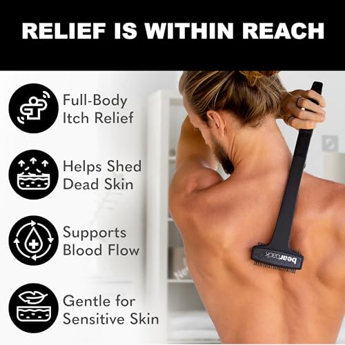 Bearback Back Scratcher for Men & Women – Long Reach Folding Handle, Skin-Safe Bristles – Extendable, Portable, Easy to Clean – Designed by a USA Small Business