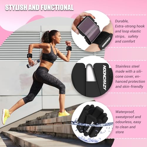 Wrist Ankle Weights Bangles 2lb for Women, Adjustable Silicone Pilates Weights Bracelet, Heavy Duty Fasteners Wearable Arm & Leg Weights for Yoga, Pilates, Barre, Walking and Gym (Set of 2)