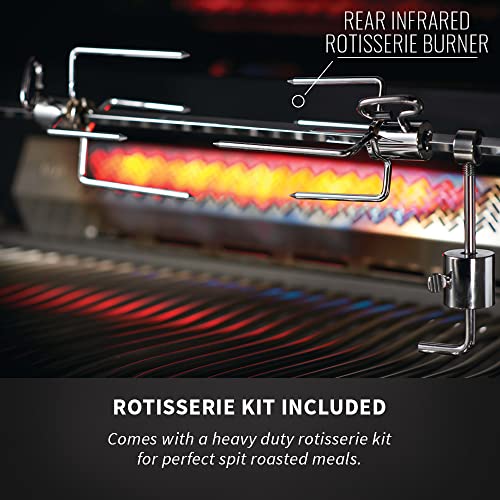 Napoleon Built-in Prestige 500 BBQ Grill, Stainless Steel, Propane Gas - BIP500RBPSS-3 With Infrared Rear Burner, Premium Barbecue For Grilling Masters