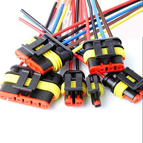 QOFOWIN 2 Pin Connector Waterproof,2Pin Way Car Electrical Connector with Wire 16AWG Marine for Car,Truck,Boat,Motorcycle and Other Wire Connections. (5pairs))