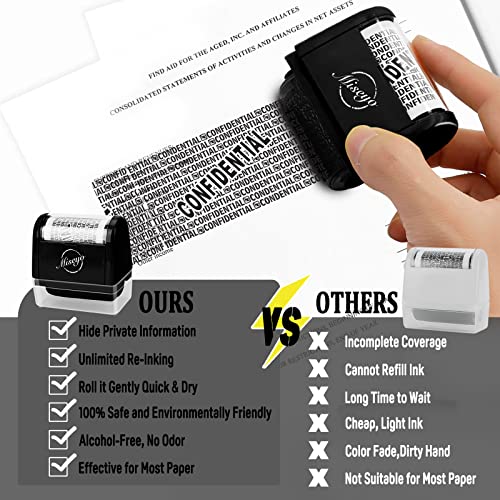 Miseyo Wide Roller Stamp Identity Theft Stamp 1.5 Inch Perfect for Privacy Protection - Black