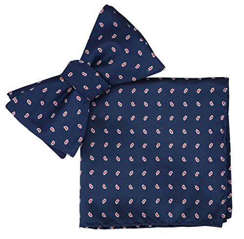 SYAYA 3Sets Male Men's boy's Self Tied Classic Pre-Tied Pocket Square Bowtie Jacquard Party Wedding Necktie Ties Adjustable Mens boys bow Tie MLD07 (03 Dark red)