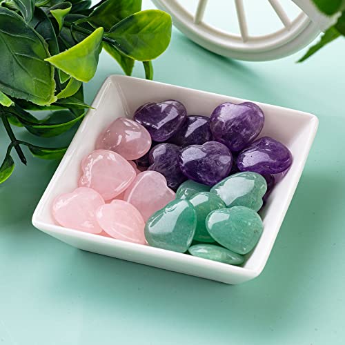 UU UNIHOM Natural Chakra Gold and Green Carved Polished Heart Love Gemstone Mini Puffy Pocket Stone Decorate Gift Healing Crystal Chakra Reiki Balancing Anxiety Stress Relief Therapy