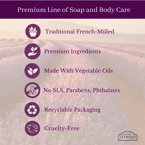 A LA MAISON French Liquid Hand Soap, Lavender Aloe - Natural Hand Wash Made with Essential Oils - Biodegradable, Plant-Based, Vegan, Cruelty-Free, Alcohol & Paraben Free (33.8 oz, 1 Pack)