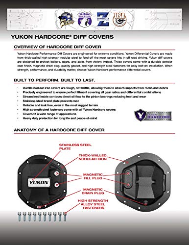 Yukon Hardcore Rear Nodular Iron Differential Cover for Wrangler JL Dana 44 Rear (YHCC-D44JL-REAR)