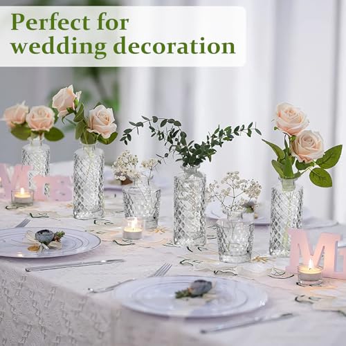 RUCKAE Small Clear Bud Vases Bulk 12 Pack Mini Flower Glass Vases for Centerpiece Table Wedding Decorations Home Decor Party(Transparent)