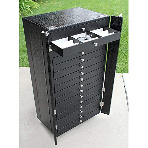Ikee Design 288 Slot Eyewear Sunglasses Storage Organizer Cabinet Features 16 Trays with Wheels and 2 Combination Locks, Each Tray Can Hold Up to 18 Frames