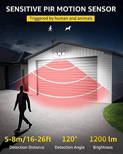Lepro Solar Lights for Outside, WL5000 Motion Activated Security Lights, Separate Solar Panel, 3 Adjustable Head 270° Wide Lighting Angle, IP65 Waterproof Wall Lamp for Porch Yard Garage