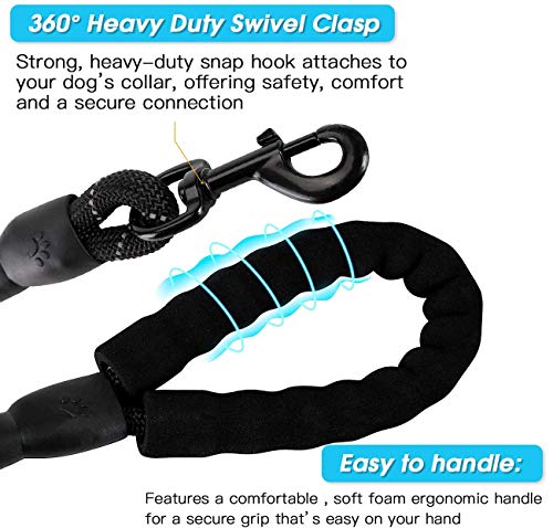 Cymiler Short Dog Leash,3 Sizes Nylon Short Traffic Leash with Padded Handle,Dog Short Training Leash with Highly Reflective Threads for Small Medium Large Dogs
