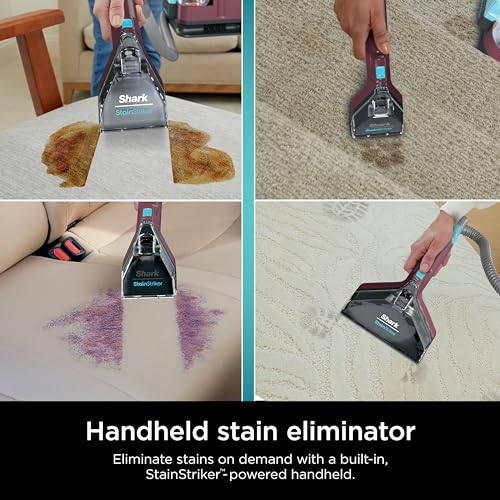 Shark StainStriker Portable Carpet and Upholstery Cleaner, Spot, Stain, & Odor Eliminator, 3 Attachments, Perfect for Pets, Carpet, Area Rugs, Couches, Upholstery, Cars & More, Burgundy, PX203BRN