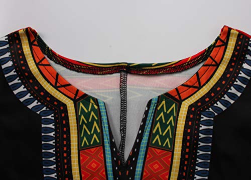 Women's Bodycon Dashiki African Midi Dresses Bohemian Vintage Club Dress with Pocket