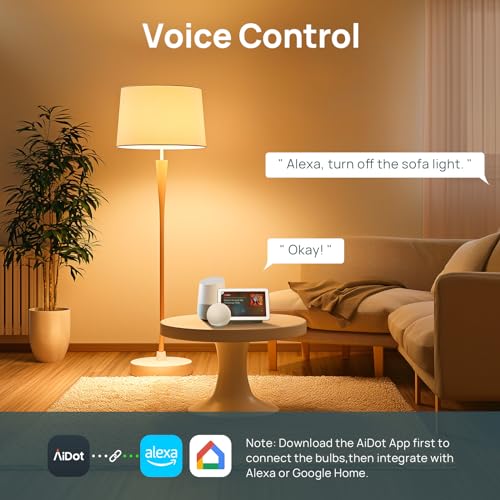 Linkind Alexa Light Bulbs, Soft White to Daylight Tunable (2700K-6500K), Smart Light Bulbs, Work with Alexa & Google Home, CRI>90, 2.4GHz Wi-Fi & Bluetooth LED, A19 E26, 800LM, 60W Equivalent (2-Pack)
