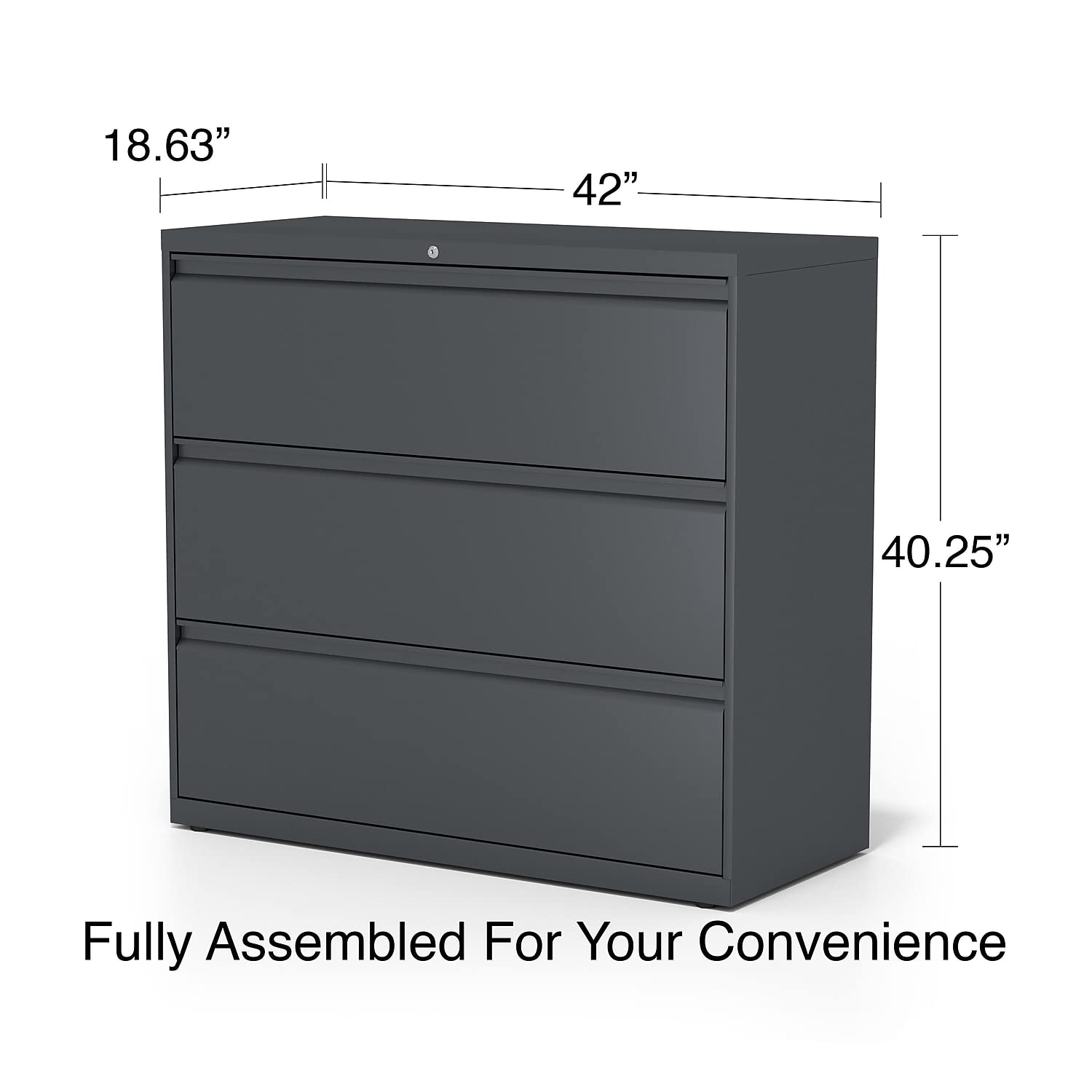 Lorell 3-Drawer Lateral File, 42 by 18-5/8 by 40-1/4-Inch, Charcoal