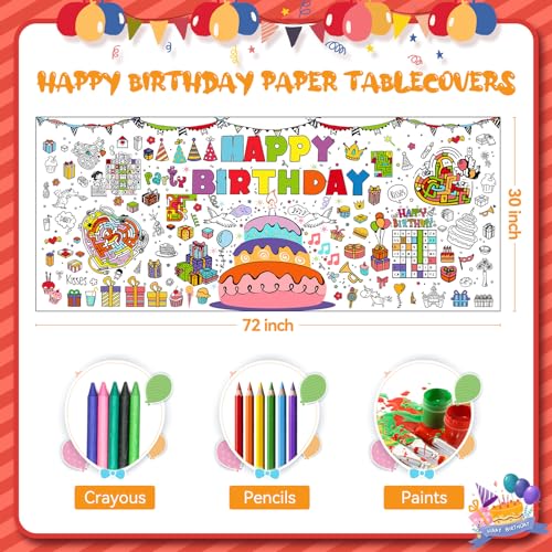 PADTIC Giant Coloring Poster,35x72Inch Versatile Under The Sea Activity Drawing Paper Coloring Tablecloth,DIY Sea Animal Poster Table Cover Kids Art Crafts Coloring Mat,Home Classroom Party Suppiles