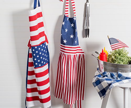 DII Patriotic Kitchen Apron for BBQ Grilling, Cooking or Baking, Red White & Blue