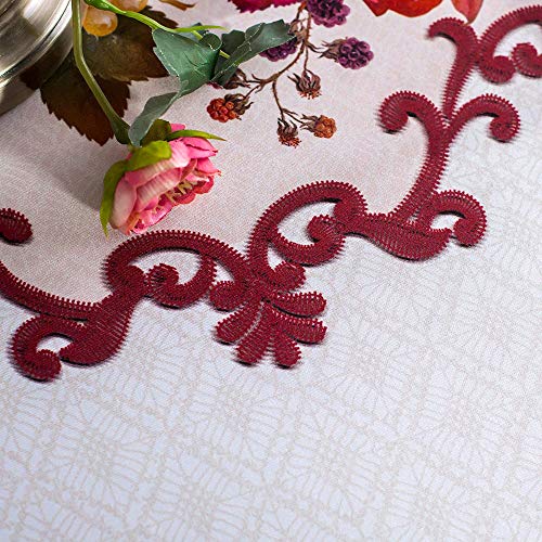 ARTABLE Lace Table Cloths Rectangle Fall Antique Flower Decor Macrame Tablecloth for Outdoor Farmhouse Rustic Kitchen Party Birthday Picnic (Stone Gray-A, 52 x 70 Inch)