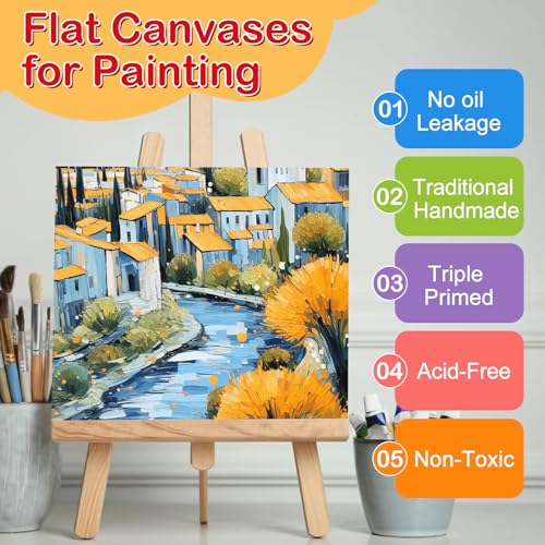 ESRICH Small Canvases for Painting 6x6 inch, 12 Pack Canvas Boards Cotton Painting Canvas Primed Acid Free Mini Blank Canvas Panels for Oil Paint,Watercolor,Acrylic Paint,Gouache&Tempera.