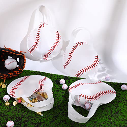 Shihanee 24 Pcs Baseball Party Favors Gift Bags with Handle Baseball Goodie Snack Treat Bag for Sport Theme Party Decorations Supplies