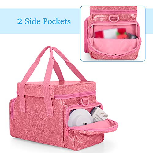 LoDrid Carrying Case Compatible with Tonie, Storage Bag Organizer for Audio Player Set and Accessories with Handle and Shoulder Strap, Pink, Bag Only (Patent Design)