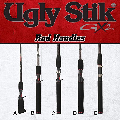 Ugly Stik 7’ GX2 Spinning Rod, Three Piece Spinning Rod, 8-20lb Line Rating, Medium Heavy Rod Power, Moderate Fast Action, 1/4-3/4 oz. Lure Rating, Black