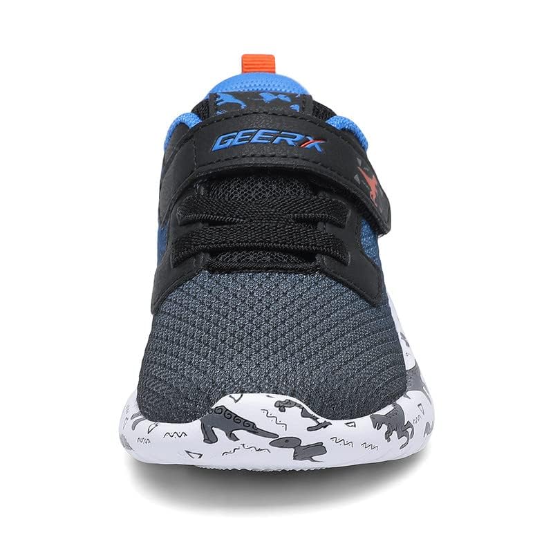 GEERX DIMO Dinosaur Toddler Boys Shoes Non Slip Lightweight Breathable Comfortable Sport Athletic Running Tennis Sneakers Steel Blue Orange Size 10