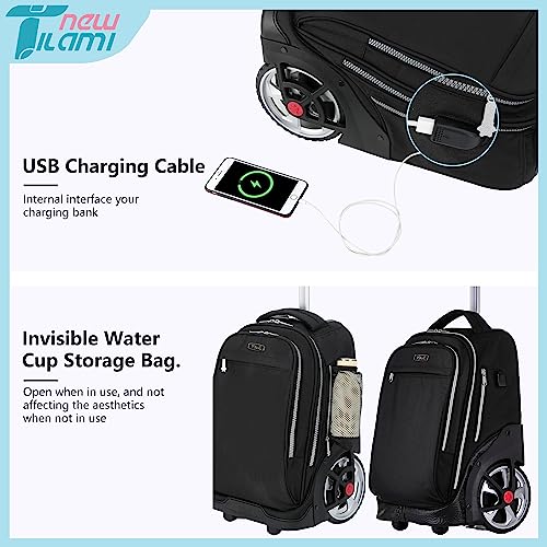 NEW TILAMI Rolling Backpack 19 inch Teens Rolling Backpack Cute Wheeled Computer Laptop Backpack Bookbag Roller Travel Bag College with Sneakers Bag, Yellow Graffit