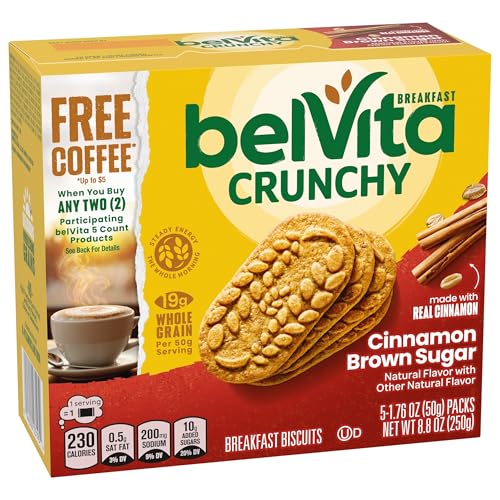 belVita Cinnamon Brown Sugar Breakfast Biscuits, 5 Packs (4 Biscuits Per Pack)