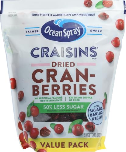 Ocean Spray Craisins Dried Cranberries, Reduced Sugar, 20 Ounce