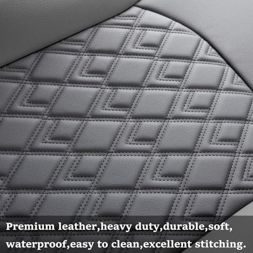 JOJOBAY Chevy Silverado Seat Covers,Leather Seat Covers for GMC Sierra,Custom Fit 2007-2024 1500 2500HD 3500HD Crew Double Extended Regular Cab,LT LZT RST Trail Boss(Front Pair,Black)