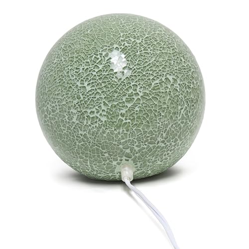Simple Designs LT3302-SGE 8" Contemporary 1 Light Mosaic Stone Ball Table Lamp for Study, Living Room, Bedroom, Entryway, Sage Green