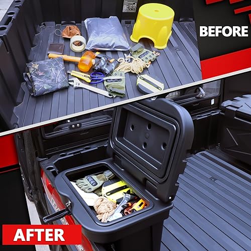StarknightMT Waterproof UTV Bed Box 6GAL Compatible with Polaris Ranger 1000 900 570 500/Ranger XP/General 1000 2016-2023 Ranger 1000 Accessories UTV Tool Box
