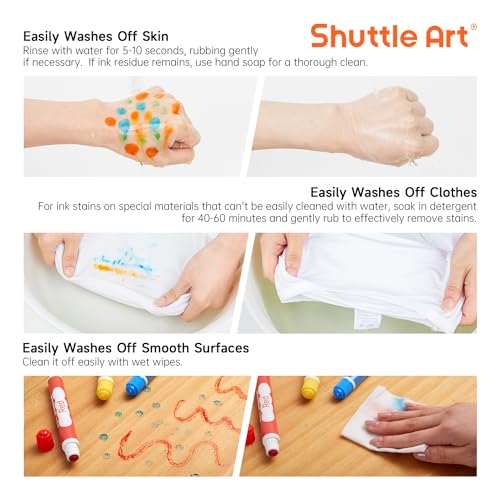 Shuttle Art Dot Markers, 15 Colors Washable Markers for Toddlers,Bingo Daubers Supplies Kids Preschool Children, Non Toxic Water-Based