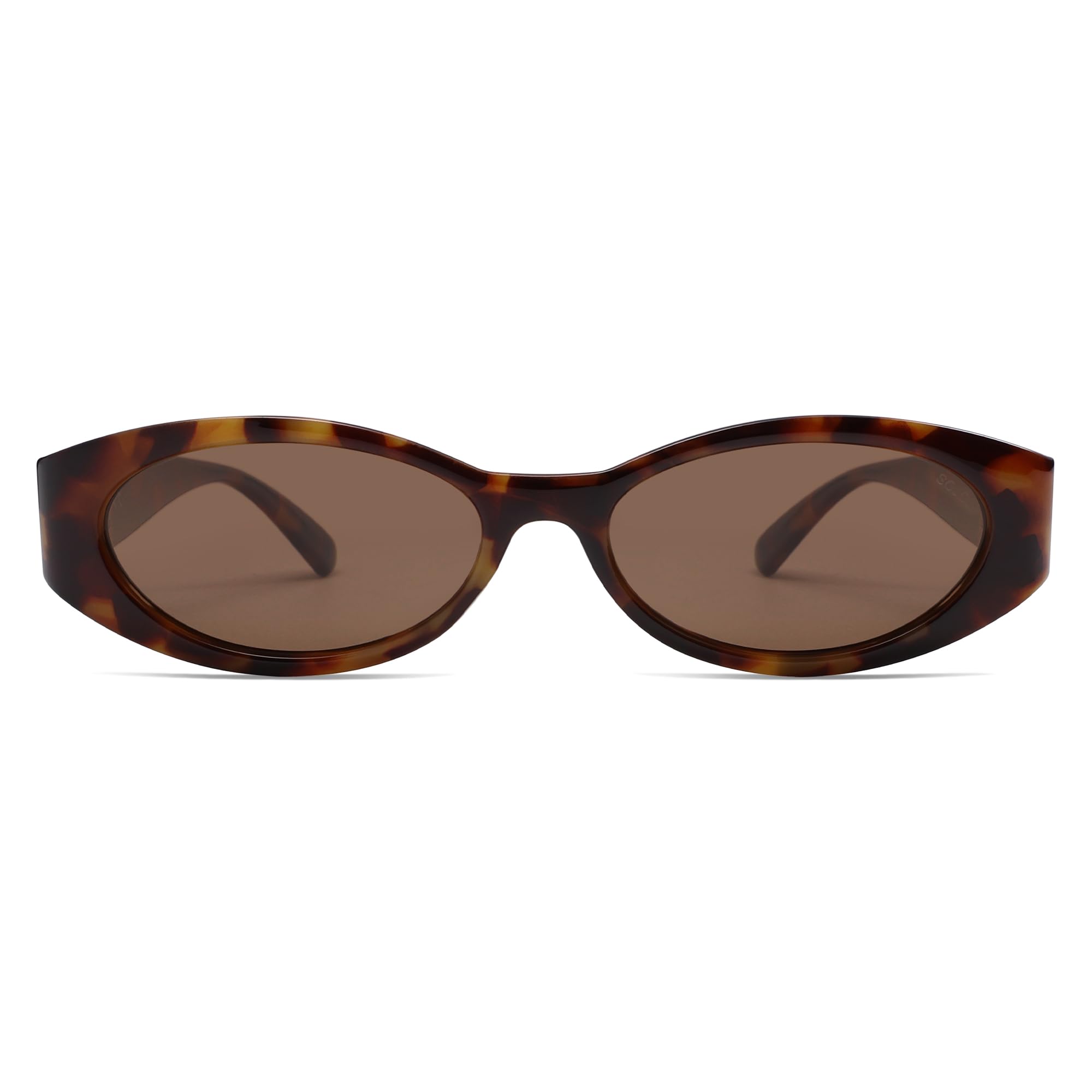 SOJOS Trendy Oval Polarized Sunglasses Womens Retro Narrow Chic Thin Y2k Sunnies SJ2364, Brown Tortoise/Brown