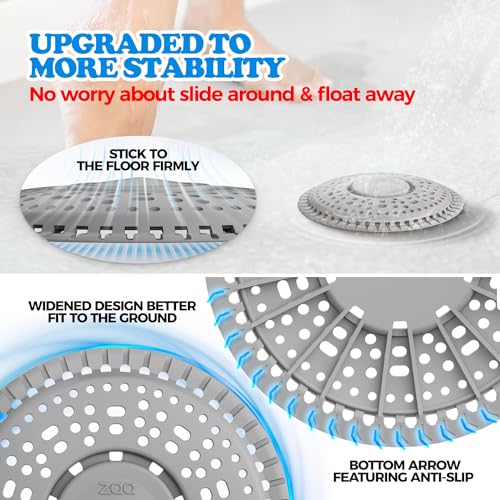 zaa Shower Drain Hair Catcher, 2 Pack Premium Silicone Drain Protector & Shower Drain Cover for Flat/Regular Drains of Shower Room, Bathroom, Sink, Black