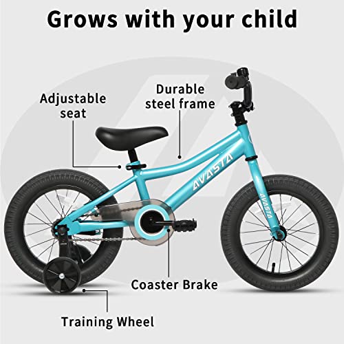 AVASTA 18 inch Kids Bike for 5 6 7 8 Years Old Little Kids Boys Girls with Dual Handbrakes & Kickstand Adjustable Seat Color Arctic