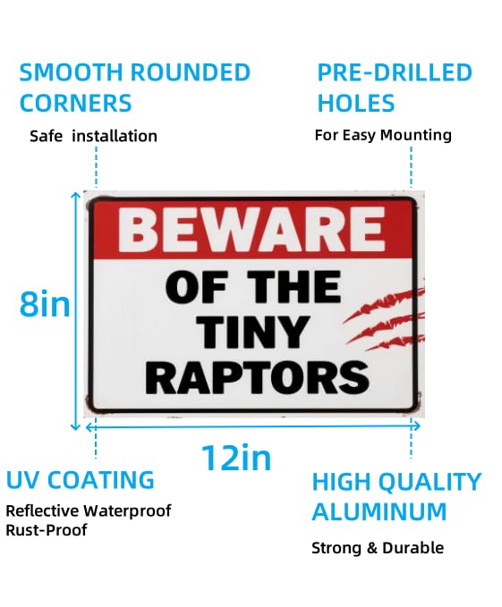 Carastora Chicken Warning Sign - Vintage Metal Tin Sign for Farm or Yard, Chicken Coop Wall Decor for Outdoor Barn, Garden Fence, 8x12 Inch