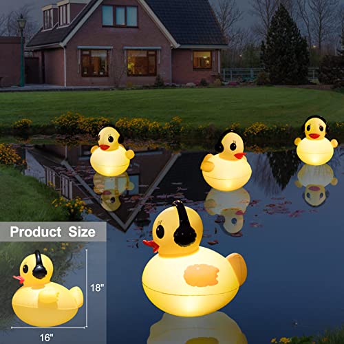 Floating Solar Pool Lights, 16 inch Waterproof Pool Lights that Float, Light up LED Pool Accessories, Glow Duck Pool Light, Inflatable Solar Powered Floating Light for Pools,Pond,Hot tub,Party-2pcs