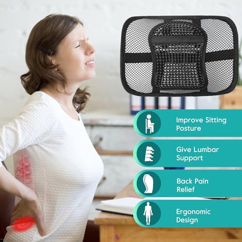 Samyoung Mesh Back Lumbar Support, Back Support Seat Cushion with Breathable Mesh for Office Chairs Car 12ā x 16ā