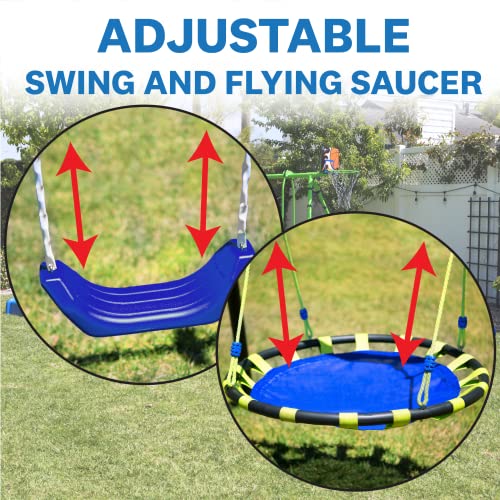 FITNESS REALITY KIDS ‘The Ultimate’ 8 Station Sports Series Metal Swing Set, Blue, One Size