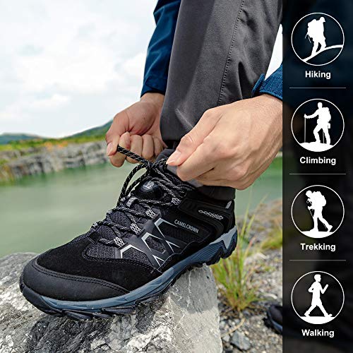 CAMEL CROWN Hiking Shoes Men Breathable Non-Slip Sneakers Lightweight Low Top for Outdoor Trailing Trekking Walking 12 Grey